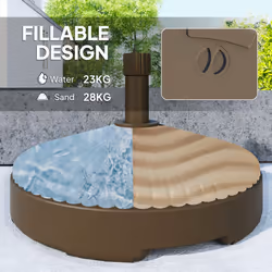 Outsunny Garden Parasol Base, 28kg Sand Filled, 23kg Water Filled, Brown