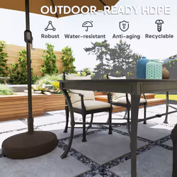 Outsunny Garden Parasol Base, 28kg Sand Filled, 23kg Water Filled, Brown - Additional view 4