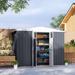 Outsunny 8 x 4 ft Garden Storage Shed, Outdoor Metal Shed, Dark Grey