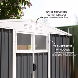 Outsunny 8 x 4 ft Garden Storage Shed, Outdoor Metal Shed, Dark Grey