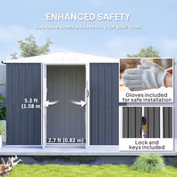Outsunny 8 x 4 ft Garden Storage Shed, Outdoor Metal Shed, Dark Grey - Additional view 4