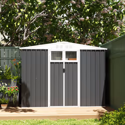Outsunny 8 x 4 ft Garden Storage Shed, Outdoor Metal Shed, Dark Grey - Additional view 6