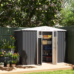 Outsunny 8 x 4 ft Garden Storage Shed, Outdoor Metal Shed, Dark Grey - Additional view 7