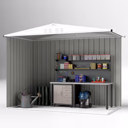 Outsunny 8 x 4 ft Garden Storage Shed, Outdoor Metal Shed, Dark Grey - Additional view 8