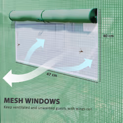 Outsunny Polytunnel Greenhouse with 3 Roll-up Doors, 4 x 3 x 2m, Green