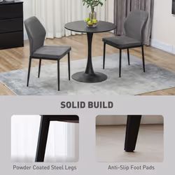 HOMCOM Set of 2 Dining Chairs with Curved Back Padded Seat for Kitchen Grey