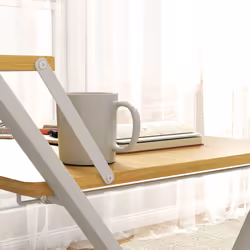 HOMCOM Folding Desk with 2-Tier Shelf for Home Office, Maple Wood-effect - Additional view 6