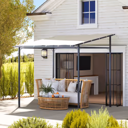 Outsunny 2.4 x 2.4 m Wall Mounted Pergola Gazebo, UPF30+, Cream White