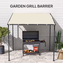 Outsunny 2.4 x 2.4 m Wall Mounted Pergola Gazebo, UPF30+, Cream White - Additional view 6