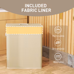 HOMCOM 100L Laundry Basket with Lid, Washing Basket for Bathroom - Cream - Additional view 4