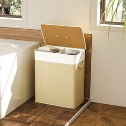 HOMCOM 100L Laundry Basket with Lid, Washing Basket for Bathroom - Cream - Additional view 5