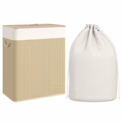 HOMCOM 100L Laundry Basket with Lid, Washing Basket for Bathroom - Cream - Additional view 7
