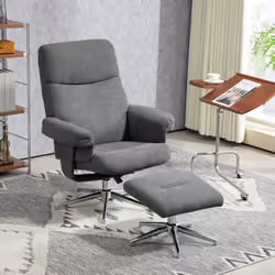 HOMCOM Recliner Chair with Footstool with Adjustable Back Charcoal Grey