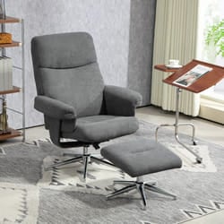 HOMCOM Recliner Chair with Footstool with Adjustable Back Charcoal Grey
