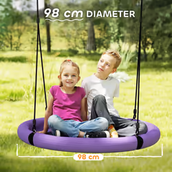 AIYAPLAY Nest Swing Set, 100 cm Saucer Tree Swing Set for Kids, Purple