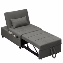 HOMCOM 4-in-1 Pull Out Sleeper Chair Bed with Pockets, Charcoal Grey - Additional view 7