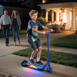 AIYAPLAY Electric Scooter for Ages 6-14 Years, with Colourful Lights, Blue