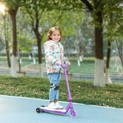 AIYAPLAY Electronic Ride on Scooter for Kids w/ Auxiliary Rear Wheels, Purple