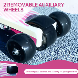 AIYAPLAY Electronic Ride on Scooter for Kids w/ Auxiliary Rear Wheels, Purple