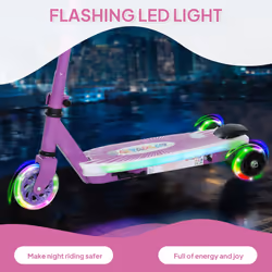 AIYAPLAY Electronic Ride on Scooter for Kids w/ Auxiliary Rear Wheels, Purple