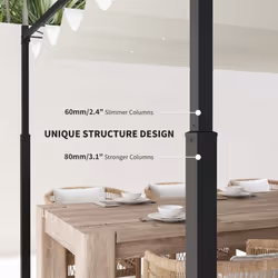 Outsunny 3 x 3(m) Pergola with Retractable Roof, 80mm Metal Column, White