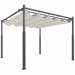 Outsunny 3 x 3(m) Pergola with Retractable Roof, 80mm Metal Column, White - Additional view 8