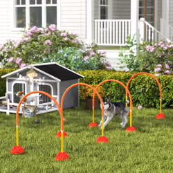 PawHut 4 Piece Dog Agility Training Equipment with Carry Bag, Orange
