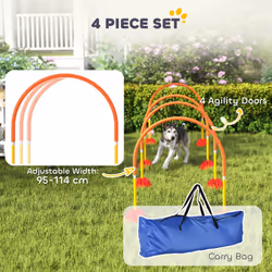 PawHut 4 Piece Dog Agility Training Equipment with Carry Bag, Orange - Additional view 7