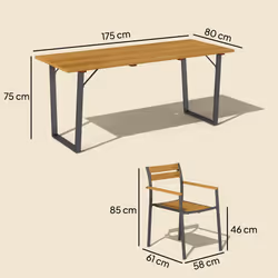 Outsunny 7 Piece Garden Dining Set with Table and 6 Stackable Chairs, Brown