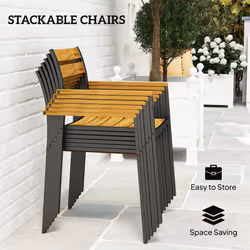 Outsunny 7 Piece Garden Dining Set with Table and 6 Stackable Chairs, Brown - Additional view 4