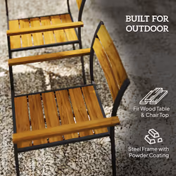 Outsunny 7 Piece Garden Dining Set with Table and 6 Stackable Chairs, Brown - Additional view 5