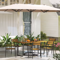 Outsunny 7 Piece Garden Dining Set with Table and 6 Stackable Chairs, Brown - Additional view 8
