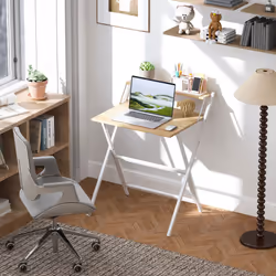 HOMCOM 70 cm Folding Computer Desk for Small Spaces Bedroom - Yellow
