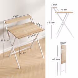 HOMCOM 70 cm Folding Computer Desk for Small Spaces Bedroom - Yellow