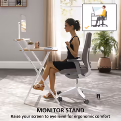 HOMCOM 70 cm Folding Computer Desk for Small Spaces Bedroom - Yellow - Additional view 4