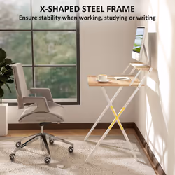 HOMCOM 70 cm Folding Computer Desk for Small Spaces Bedroom - Yellow - Additional view 5