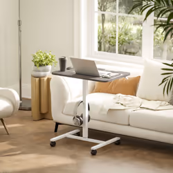 HOMCOM Standing Desk Mobile Overbed Table w/ Wheels for Home Office Grey