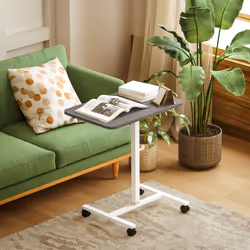 HOMCOM Standing Desk Mobile Overbed Table w/ Wheels for Home Office Grey