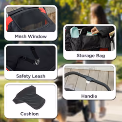 PawHut Foldable Pet Stroller for Large Dogs, Red/Black - Additional view 5