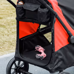 PawHut Foldable Pet Stroller for Large Dogs, Red/Black - Additional view 6
