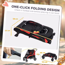 PawHut Foldable Pet Stroller for Large Dogs, Red/Black - Additional view 7
