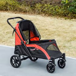 PawHut Foldable Pet Stroller for Large Dogs, Red/Black - Additional view 8