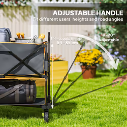 Outsunny Double Decker Folding Trolley Cart on Wheels, 200KG Capacity, Grey - Additional view 5