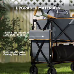 Outsunny Double Decker Folding Trolley Cart on Wheels, 200KG Capacity, Grey - Additional view 6