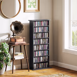 HOMCOM CD Storage Unit DVD Tower Blu-ray Storage Shelf for Living Room Black
