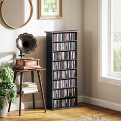 HOMCOM CD Storage Unit DVD Tower Blu-ray Storage Shelf for Living Room Black