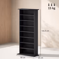 HOMCOM CD Storage Unit DVD Tower Blu-ray Storage Shelf for Living Room Black