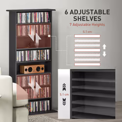 HOMCOM CD Storage Unit DVD Tower Blu-ray Storage Shelf for Living Room Black - Additional view 4