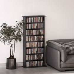 HOMCOM CD Storage Unit DVD Tower Blu-ray Storage Shelf for Living Room Black - Additional view 7
