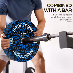 SPORTNOW Olympic Weight Plates with 5cm Holes, for Weight Lifting, 2 x 20kg
